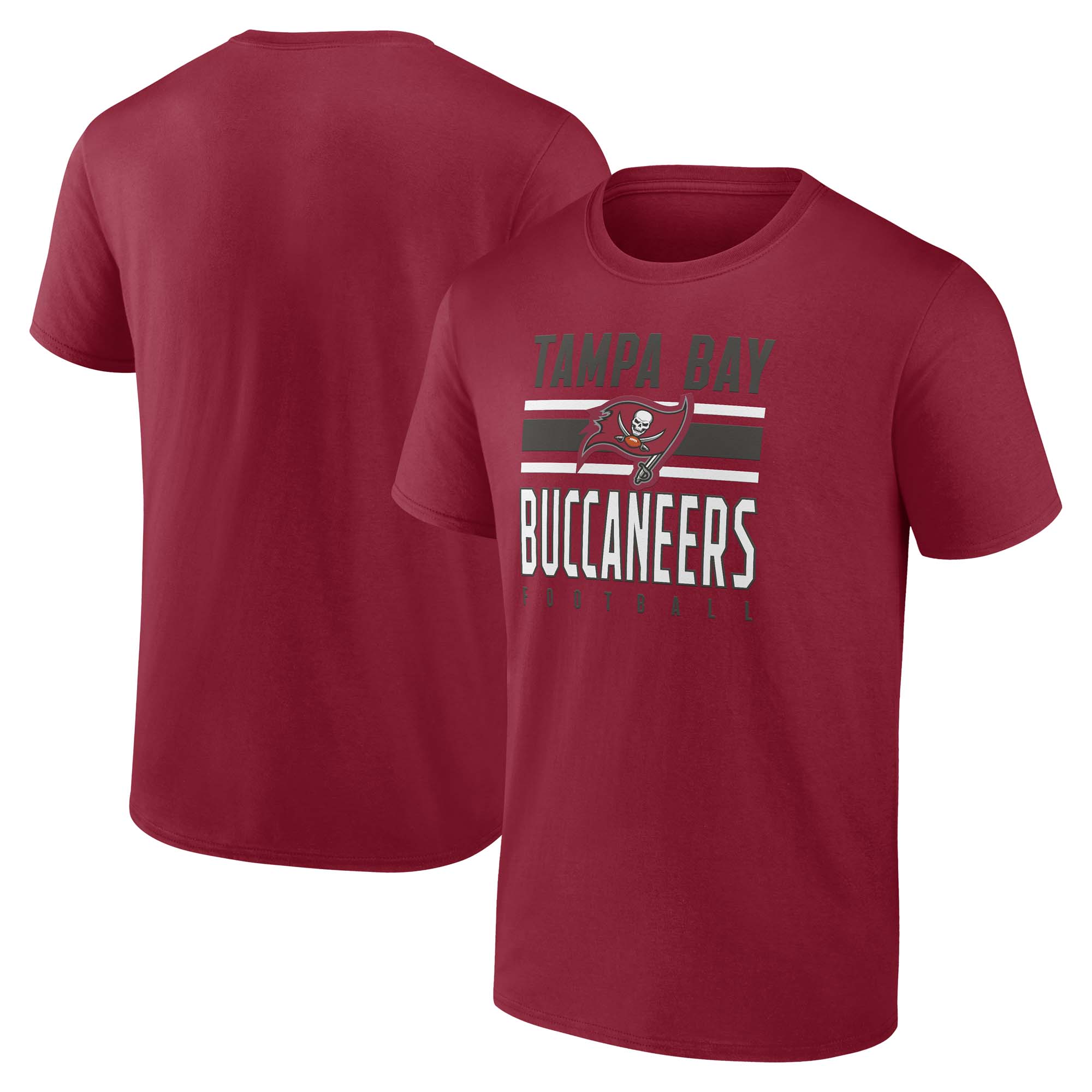 Men's-Fanatics Red Tampa Bay Buccaneers Power Stripe T-Shirt